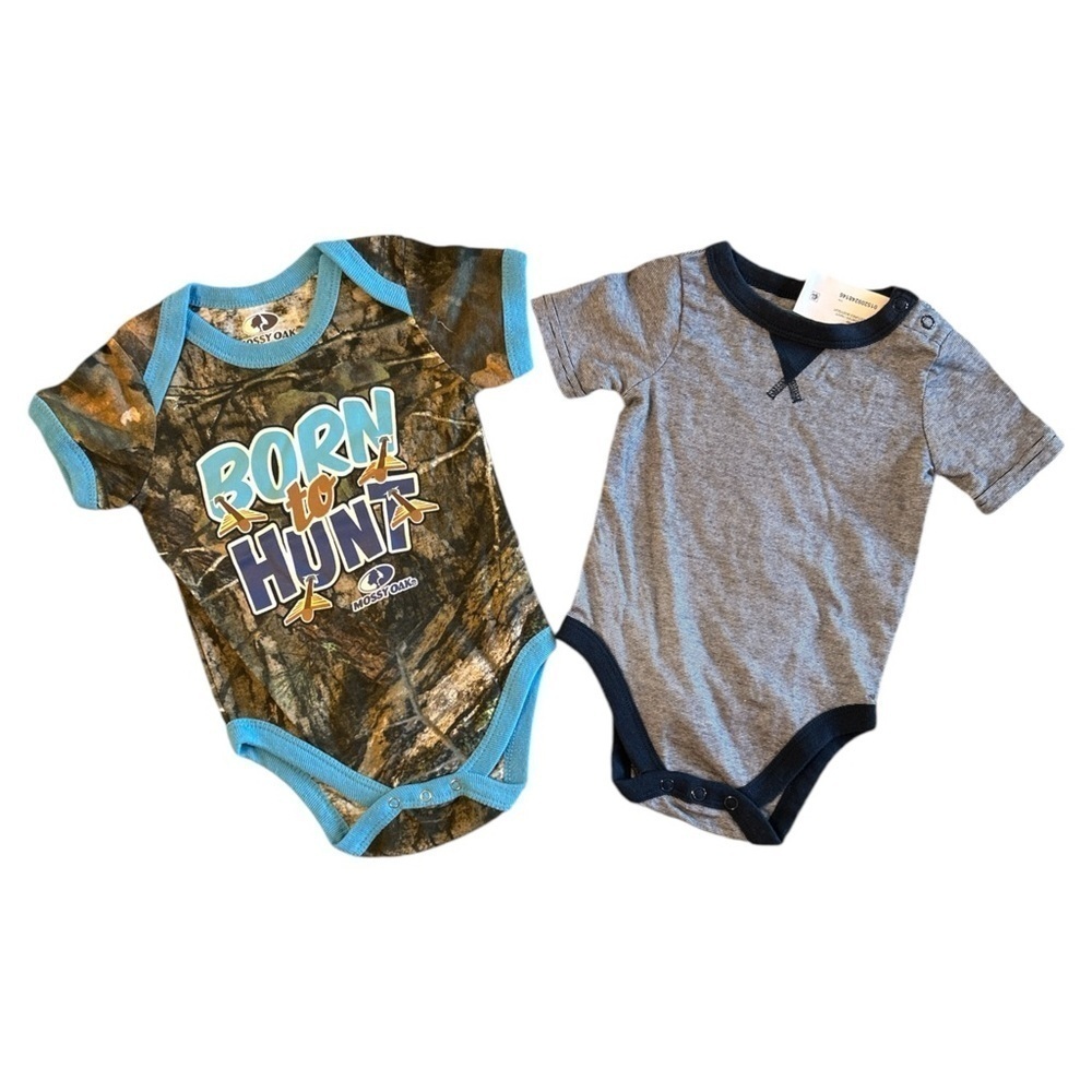 2 Baby Bodysuit 3-6 Month Mossy Oak Camo & Garanimals New
